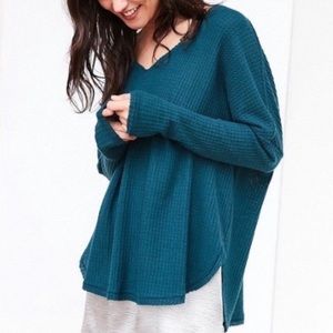 Out From Under Urban Outfitters Teal Waffle Knit Long Sleeve Tee S